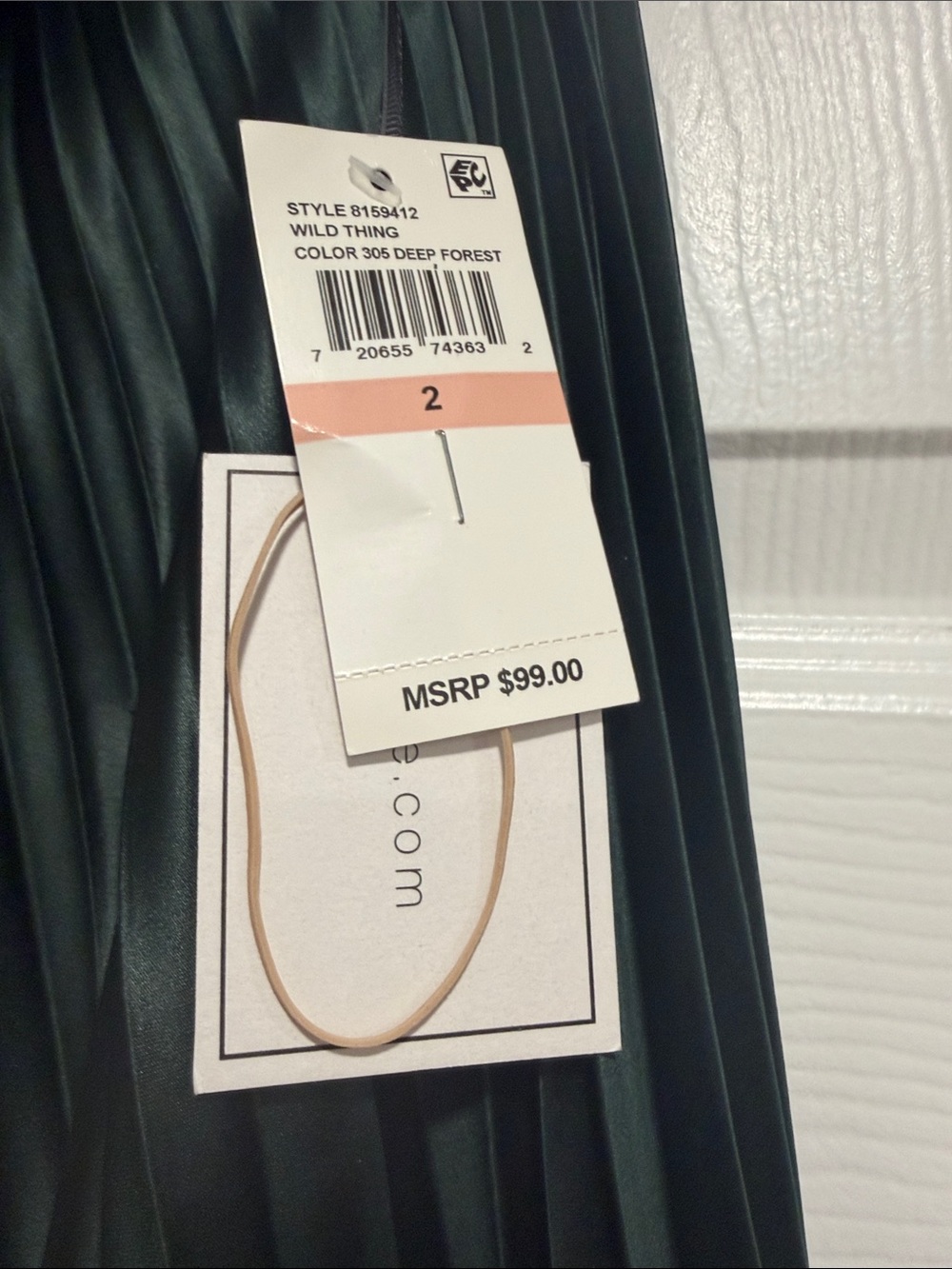 1. State Emerald Green Satin Pleated Midi Skirt - Picture 3 of 6